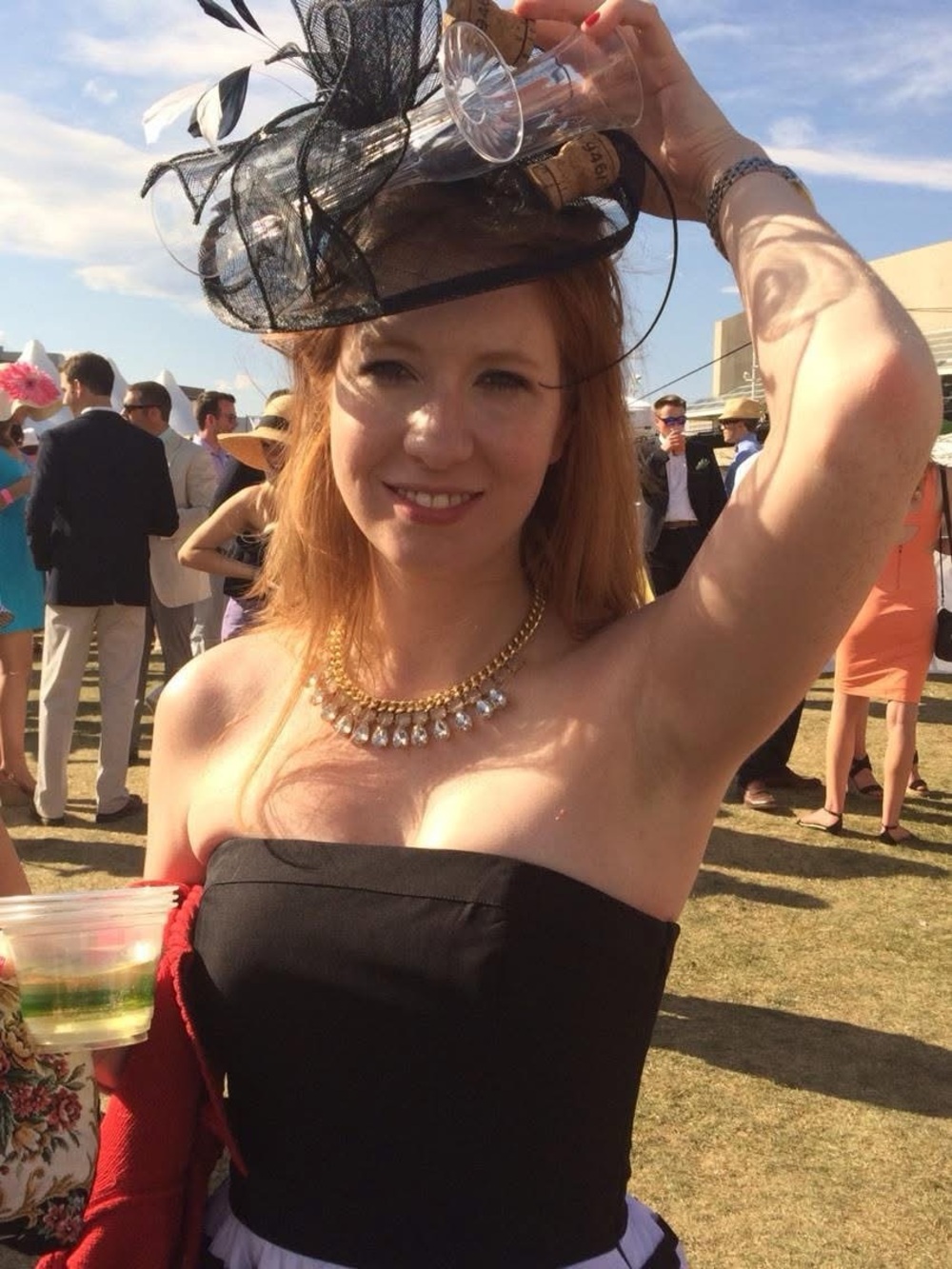 White House/Black Market Strapless Striped Party Dress
